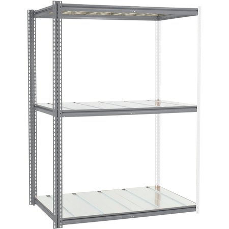 GLOBAL INDUSTRIAL High Cap. Add-On Rack 60Wx48Dx84H 3 Levels Steel Deck 1300lb Per Level GRY 581015GY
